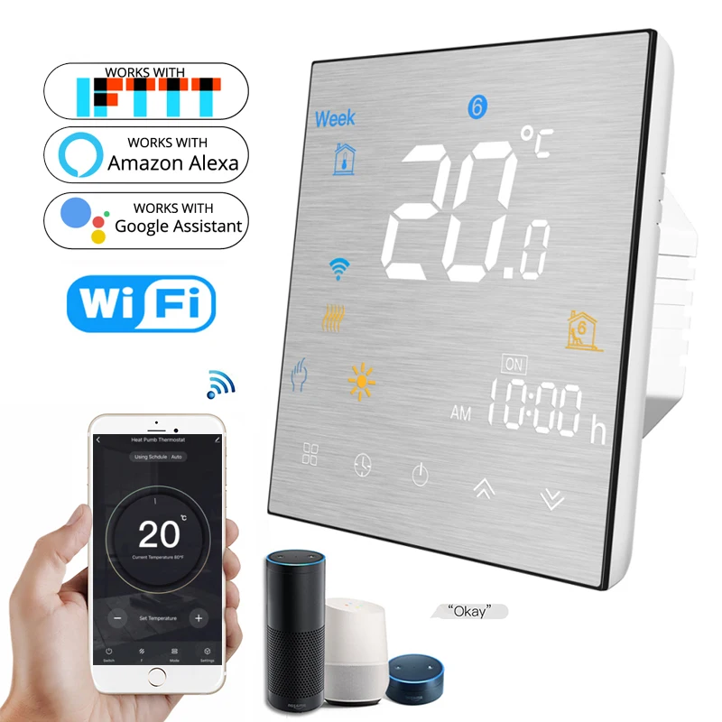 WiFi Smart Thermostat Temperature Controller Water/Electric floor Heating Water/Gas Boiler Works with Alexa Google Home
WiFi Smart Thermostat Temperature Controller Water/Electric floor Heating Water/Gas Boiler Works with Alexa Google Home