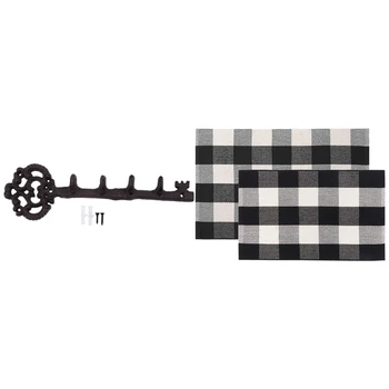 1Pc Creative Metal Retro Vintage Classic Key Shape Wall Hooks with Indoor Outdoor Doormats Checkered Rug 2 Piece Set
1Pc Creative Metal Retro Vintage Classic Key Shape Wall Hooks with Indoor Outdoor Doormats Checkered Rug 2 Piece Set
