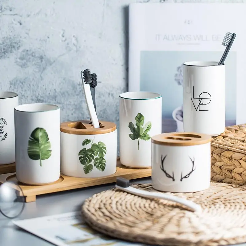 Green Pattern Ceramic Toothbrush Cup Set Nordic Bamboo Couple Toothpaste Holder Mug Bathroom Accessories Good Looking Container
Green Pattern Ceramic Toothbrush Cup Set Nordic Bamboo Couple Toothpaste Holder Mug Bathroom Accessories Good Looking Container
