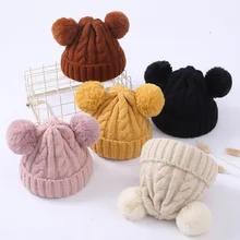 Knitting Wool Ball Caps With Flanged Baby Hats Autumn Winter Warm Hats Two Ball Hats Tide Boys And Girls New
Knitting Wool Ball Caps With Flanged Baby Hats Autumn Winter Warm Hats Two Ball Hats Tide Boys And Girls New