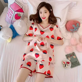 Women Pajama Sets Silk Satin Pijama V-neck Sleepwear Lady Long Sleeve Summer Nightwear Femme 2 Pieces Sets Homewear
Women Pajama Sets Silk Satin Pijama V-neck Sleepwear Lady Long Sleeve Summer Nightwear Femme 2 Pieces Sets Homewear