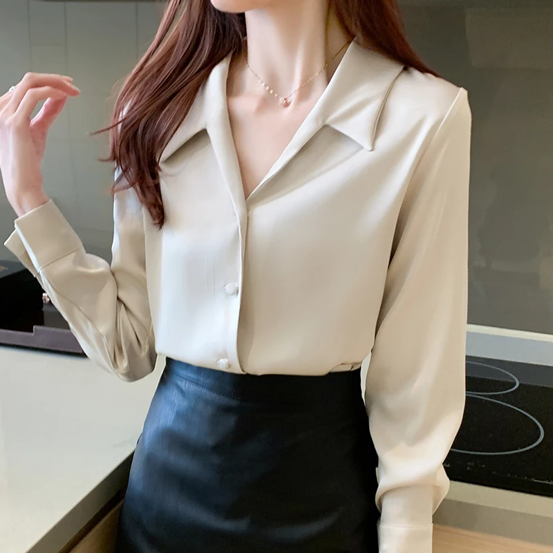 Spring Autumn Office Lady Style Shirts for Women Turn-Down Collar Blouse Elegant Workwear Female Tops
Spring Autumn Office Lady Style Shirts for Women Turn-Down Collar Blouse Elegant Workwear Female Tops