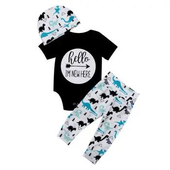 Toddler Newborn Baby Boys Casual Infant Kids Dinosaur Pattern Short Pullover Tops Romper Long Pants Hat Outfits Clothes Set
Toddler Newborn Baby Boys Casual Infant Kids Dinosaur Pattern Short Pullover Tops Romper Long Pants Hat Outfits Clothes Set