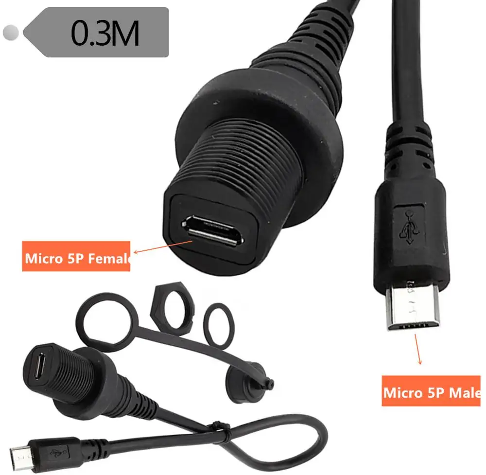 MINI 5PIN Waterproof cable car, yacht, motorcycle dashboard Micro 5P extension cable data charging adapter cable male to female
MINI 5PIN Waterproof cable car, yacht, motorcycle dashboard Micro 5P extension cable data charging adapter cable male to female
