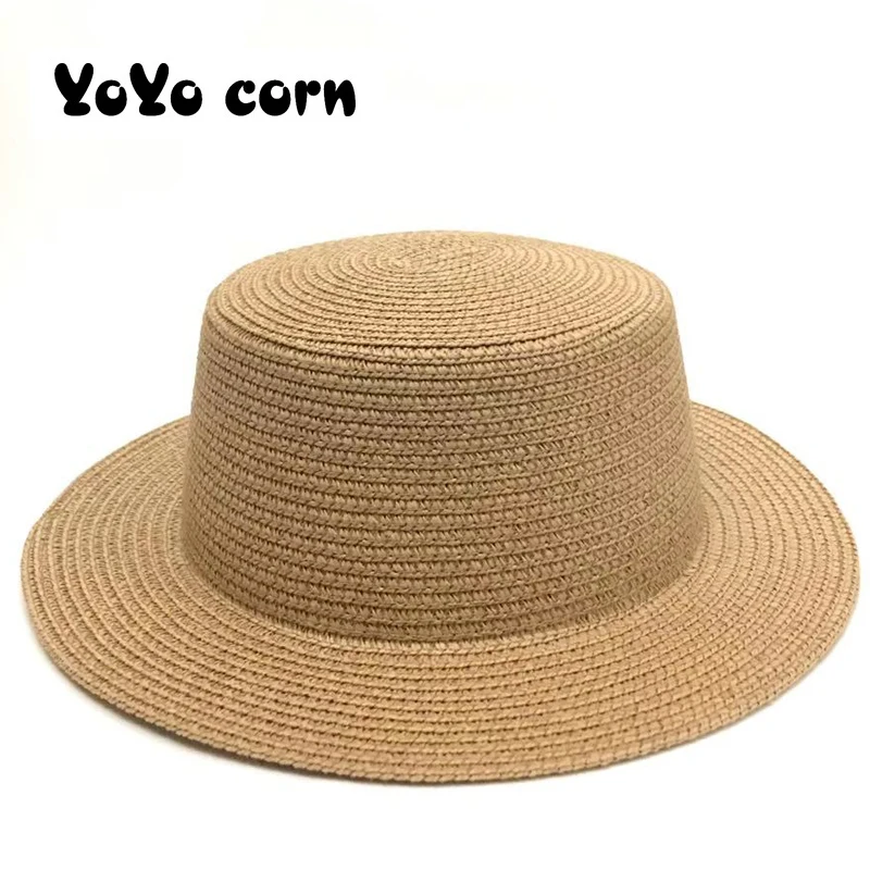 

2020New Boater Wheat Panama Beach Hats Chapeu Feminino Caps Summer Women Wide Brim Straw Hat Fashion Chapeau Paille Lady Sun cap