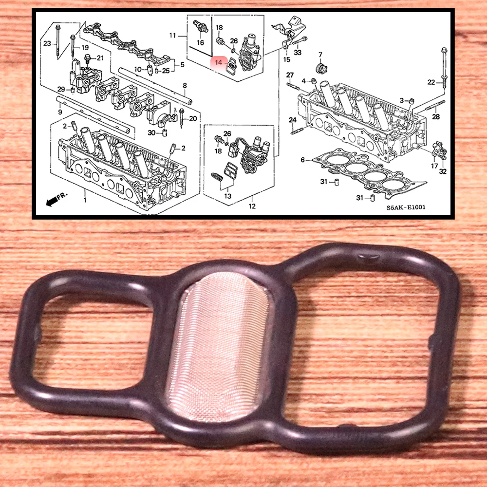15825-P2M-005 Black VTEC Solenoid Gasket Spool Valve VTC Filter Screen Seal Fit For Honda Civic 1.7 V-TEC Engines 1997 2005 (6)