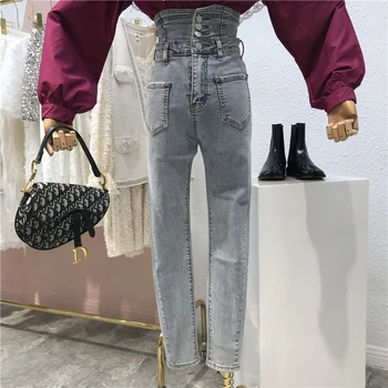 2020 Spring New-Style Personality Single-breasted High-Waist Pockets Slim-Fit Pencil Pants Stretch Jeans Pencil Jeans Women Jean
2020 Spring New-Style Personality Single-breasted High-Waist Pockets Slim-Fit Pencil Pants Stretch Jeans Pencil Jeans Women Jean