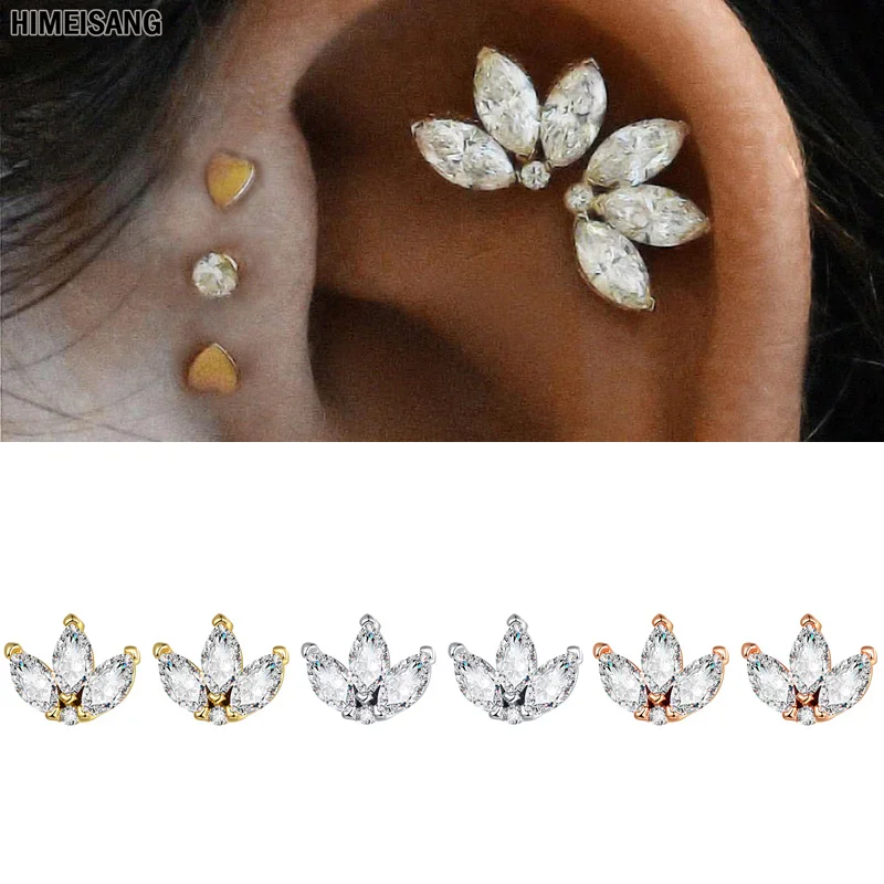 

Silver Gold Filled Jewelry Snowflake Women Stud Earrings CZ Zircon Christmas Earring Piercing Ear Earings Gift Jewerly Wholesale