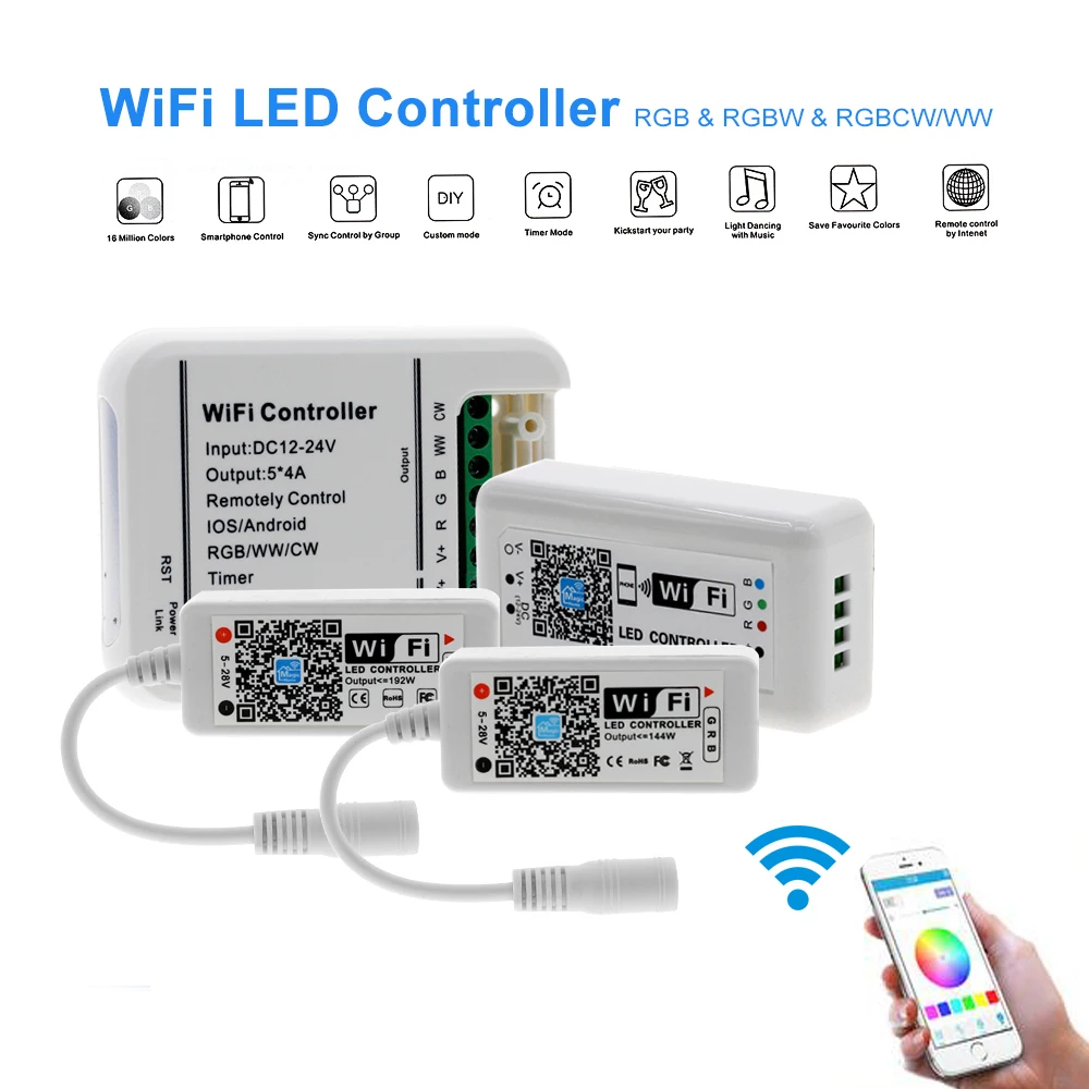 LED Smart controller WiFi RGB RGBW RGBCCT DC12-24V smartphone Fo RGB RGBW RGBCCT LED strip
LED Smart controller WiFi RGB RGBW RGBCCT DC12-24V smartphone Fo RGB RGBW RGBCCT LED strip