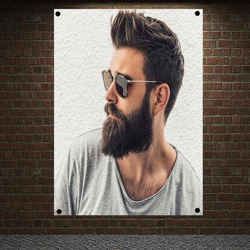 

Beard Short-Spikes-Hairstyle-For-Men Barber Shop Home Decoration Poster Signboard Tapestry Banner Flag Wall Art Canvas Painting