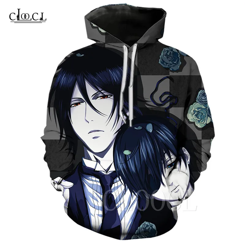Аниме Kuroshitsuji толстовки с 3D принтом Demon Ciel Sebastian Косплей для мужчин женщин хип хоп