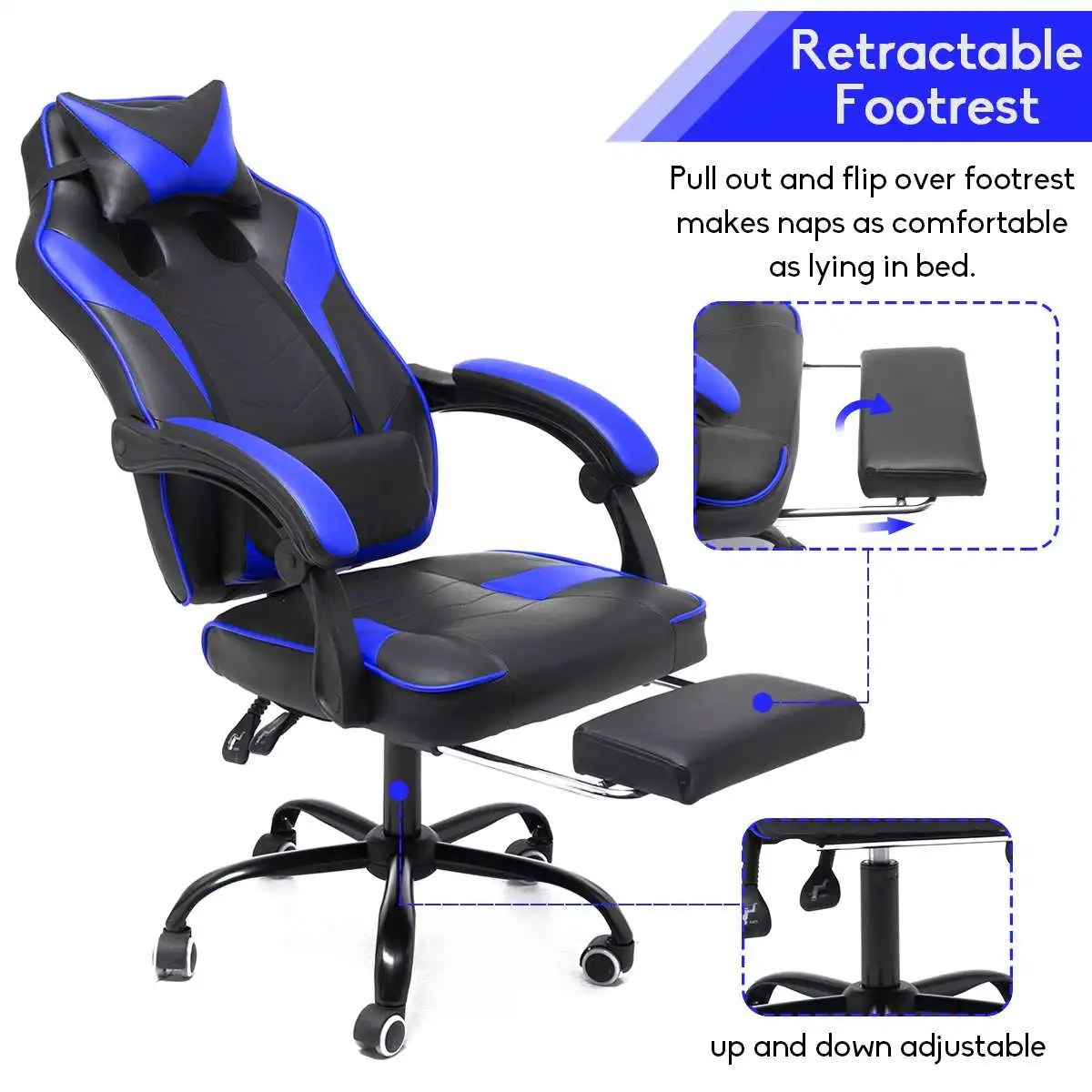 Computer Office Executive Chair Ergonomic Leather Reclining Office Furniture Lift Computer Gaming Chair Armchair with Footrest Computer Office Executive Chair Ergonomic Leather Reclining Office Furniture Lift Computer Gaming Chair Armchair with Footrest