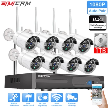 

8CH/4CH 1080P Wireless CCTV System NVR Kit P2P H.265 Audio Record 2MP night vision Outdoor IP Camera WIFi Video Surveillance Kit