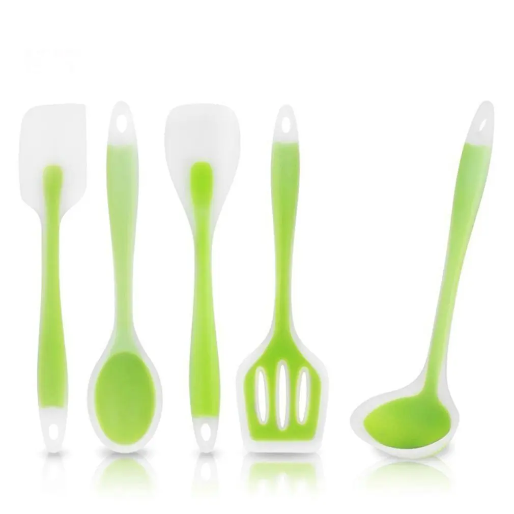 

Translucent Silicone Kitchen Utensil Set 5 Pcs Non-stick Pan Kitchen Tools Ladle Spatulas Spoon Slotted Turner Kitchenware