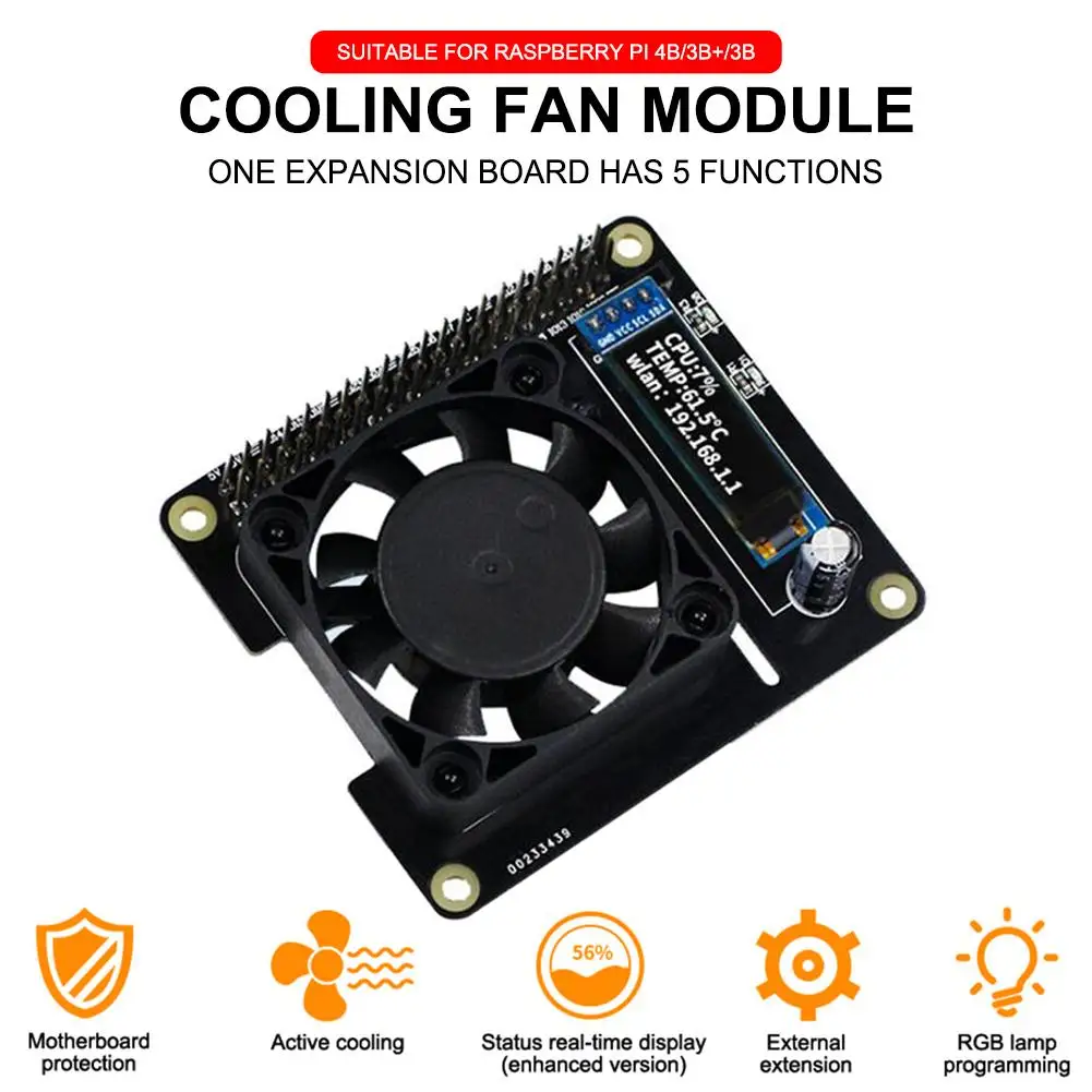 Cooling Fan Intelligent Speed Expansion Board Protector Real-time Monitor Motherboard Protection Radiator Fan For Raspberry PI
Cooling Fan Intelligent Speed Expansion Board Protector Real-time Monitor Motherboard Protection Radiator Fan For Raspberry PI