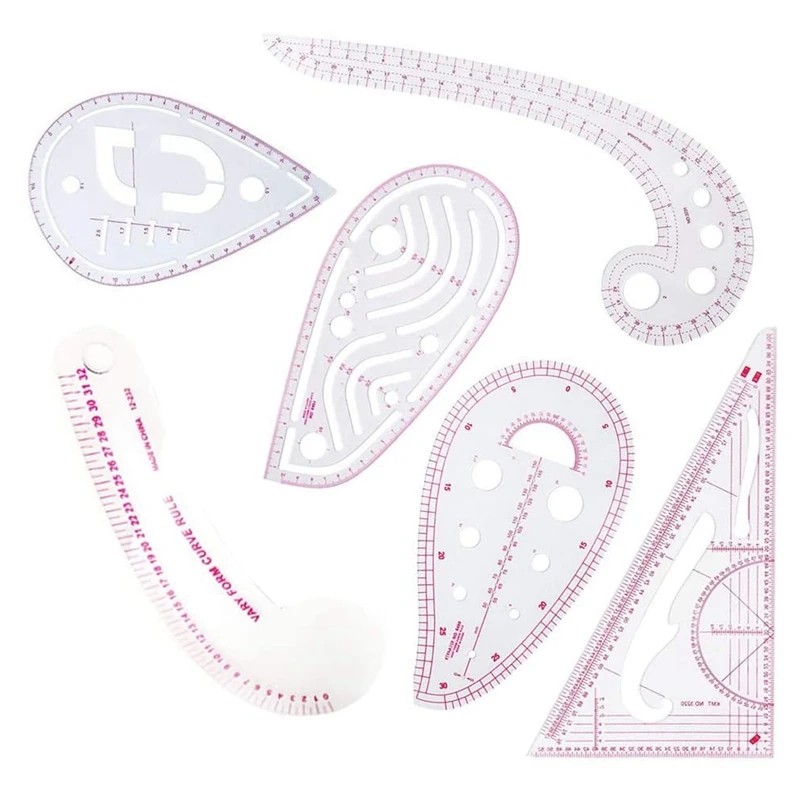 Six Plastic Curved Grading Rulers, Used for Sewing Pattern Design Drawing Templates, Multifunctional Cutting Rulers
Six Plastic Curved Grading Rulers, Used for Sewing Pattern Design Drawing Templates, Multifunctional Cutting Rulers