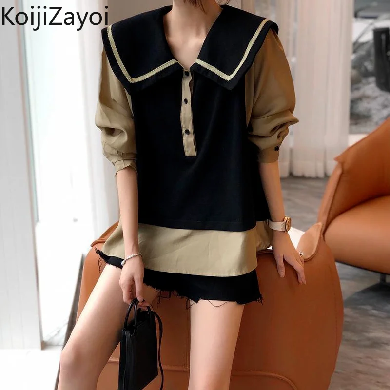Koijizayoi Panelled Women Long Sleeves Blouse Peter Pan Collar Chic Korean Shirt Office Lady Spring Autumn New Arrivals Blusas
Koijizayoi Panelled Women Long Sleeves Blouse Peter Pan Collar Chic Korean Shirt Office Lady Spring Autumn New Arrivals Blusas