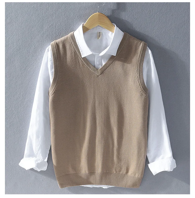 Men Winter Autumn Fashion Solid Color Korean Style V-Neck Sleeveless Vest Male High Quality Simple Casual Knitting Basic Sweater Men Winter Autumn Fashion Solid Color Korean Style V-Neck Sleeveless Vest Male High Quality Simple Casual Knitting Basic Sweater