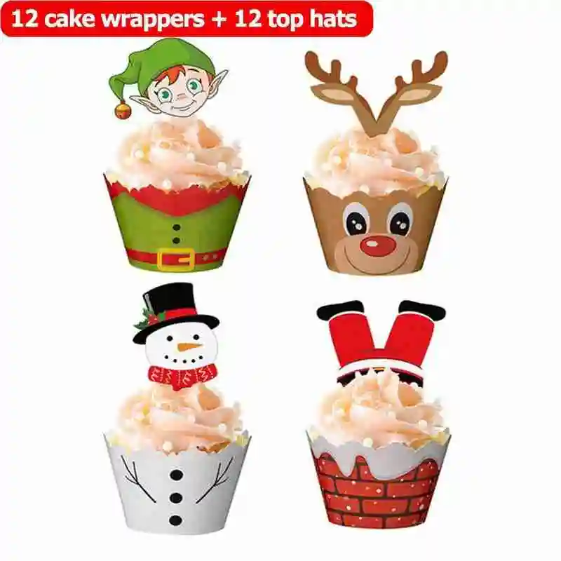 2021 Christmas Paper Cupcake Wrapper Santa Claus Cake Topper Merry Christmas Xmas New Year Birthday Party Cake Decorations
2021 Christmas Paper Cupcake Wrapper Santa Claus Cake Topper Merry Christmas Xmas New Year Birthday Party Cake Decorations