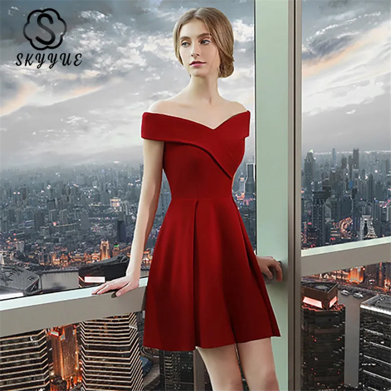 Skyyue Evening Dress Boat Neck Short Sleeve A-Line Women Party Dresses Solid Off Shoulder Formal Robe De Soiree C150 
Skyyue Evening Dress Boat Neck Short Sleeve A-Line Women Party Dresses Solid Off Shoulder Formal Robe De Soiree C150