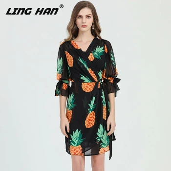 LINGHAN Vacation Print Chiffon Dress Women's Elegant Lace Up half Sleeve V-Neck Dresses Designer Runway New
LINGHAN Vacation Print Chiffon Dress Women's Elegant Lace Up half Sleeve V-Neck Dresses Designer Runway New