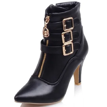 Hot style high quality European and American belt buckle boots for women, large size ankle boots, size 34-45 pointed pony boots
Hot style high quality European and American belt buckle boots for women, large size ankle boots, size 34-45 pointed pony boots