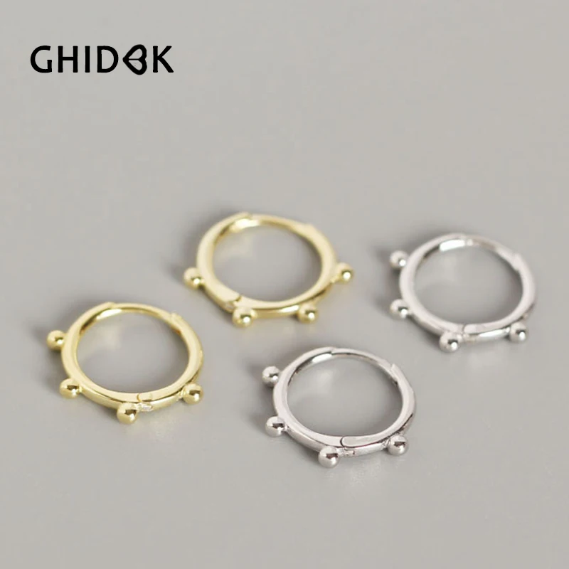 GHIDBK Minimalist 925 Sterling Silver Beaded Hoop Earrings Small Geometric Gold Solid Ring Earring Handmade Modern Women Earring 
GHIDBK Minimalist 925 Sterling Silver Beaded Hoop Earrings Small Geometric Gold Solid Ring Earring Handmade Modern Women Earring