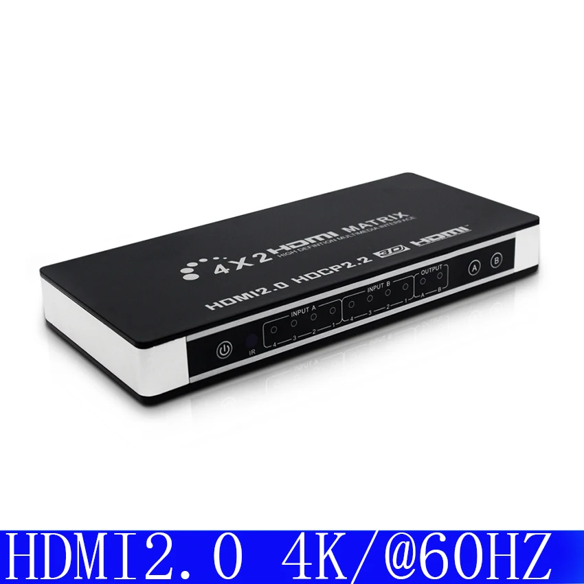 HDMI 2.0 Matrix 4X2 4K 60Hz HDCP 2.2 EDID control HDMI 2.0 Dual audio output fiber L/R Switcher matrix Splitter
HDMI 2.0 Matrix 4X2 4K 60Hz HDCP 2.2 EDID control HDMI 2.0 Dual audio output fiber L/R Switcher matrix Splitter
