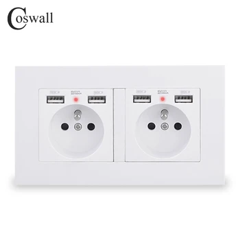 COSWALL 2 Gang French Standard Wall Socket With 4 USB Charge Port Hidden Soft LED Indicator E20 Series PC Panel Black White Grey 
COSWALL 2 Gang French Standard Wall Socket With 4 USB Charge Port Hidden Soft LED Indicator E20 Series PC Panel Black White Grey
