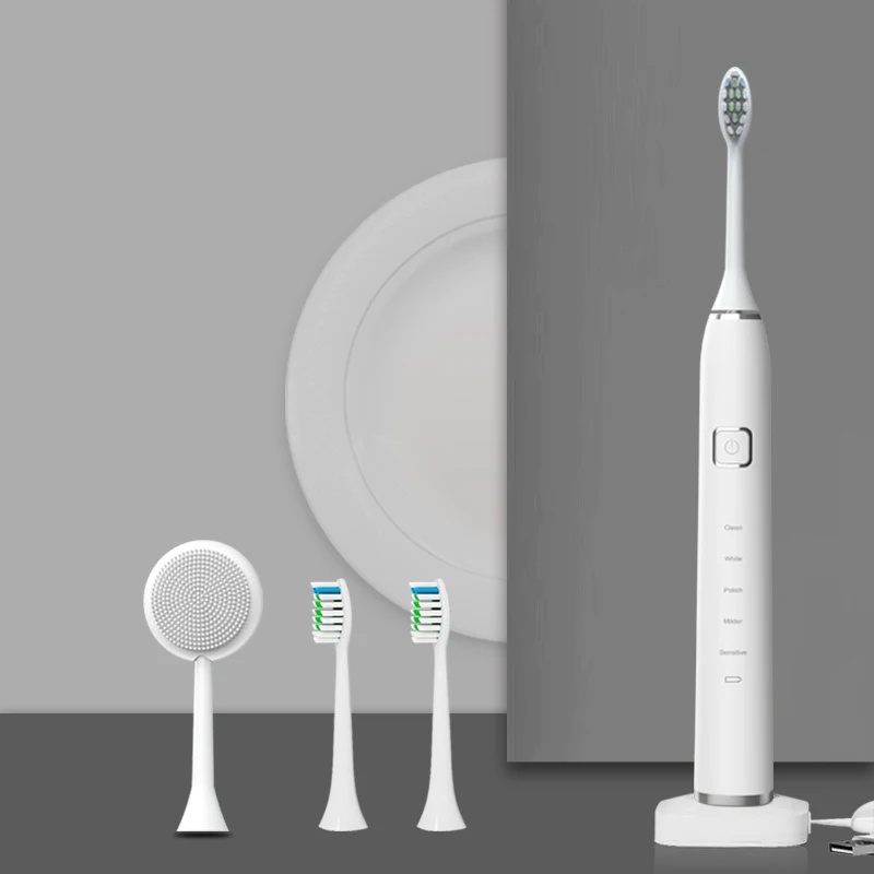 2 in 1 Sonic Electric Toothbrush & Facial Cleansing Brush Adult Timer Tooth Brush Waterproof 5 Mode USB Charger Replacement Head
2 in 1 Sonic Electric Toothbrush & Facial Cleansing Brush Adult Timer Tooth Brush Waterproof 5 Mode USB Charger Replacement Head
