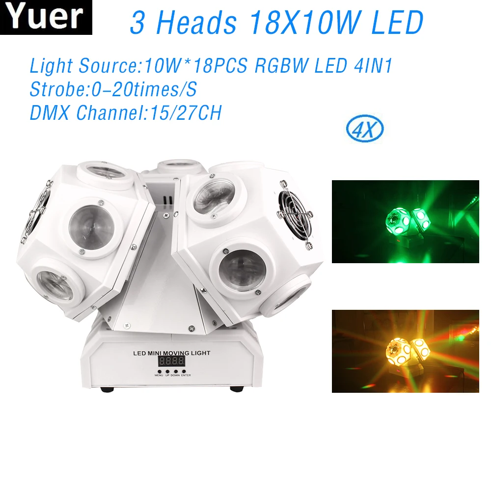 4Pcs/Lot Stage Moving Head Light 18X10W RGBW 4IN1 LED 3 Head DMX512 Color Music Sound Party Light DJ Disco Club Lighting
4Pcs/Lot Stage Moving Head Light 18X10W RGBW 4IN1 LED 3 Head DMX512 Color Music Sound Party Light DJ Disco Club Lighting
