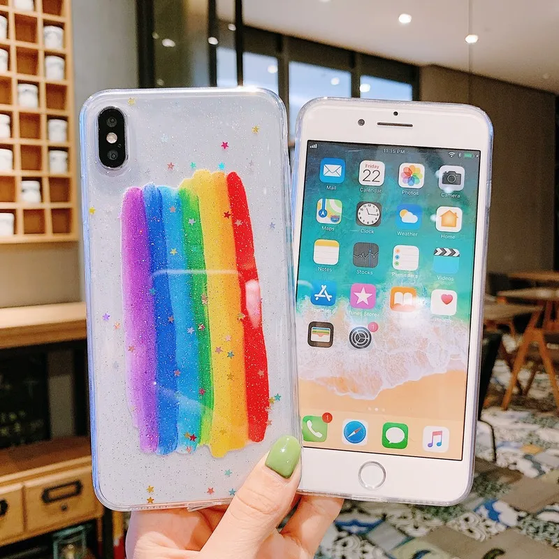 For iPhone XR X Case Rainbow Phone Glitter Mobile Phone Back Cover Shockproof for iPhone XS XS Max Soft Silicone Cover
For iPhone XR X Case Rainbow Phone Glitter Mobile Phone Back Cover Shockproof for iPhone XS XS Max Soft Silicone Cover