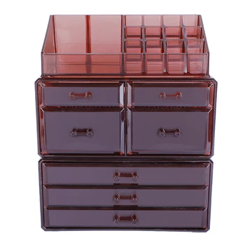 Fashion 3pcs/Set Plastic Cosmetics Storage Rack Transparent 4 Small & 3 Large Drawers Coffee 
Fashion 3pcs/Set Plastic Cosmetics Storage Rack Transparent 4 Small & 3 Large Drawers Coffee