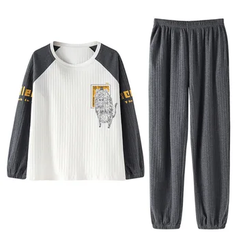 Autumn women's long-sleeved pajamas, pure cotton student simple casual pajamas, thin cotton ladies' home service suits 
Autumn women's long-sleeved pajamas, pure cotton student simple casual pajamas, thin cotton ladies' home service suits