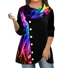 5XL Plus Size Women Long Sleeve Round Neck Pullover Gradient Print Casual Tops Curve Button Asymmetrical Fashion Tees Streetwear
5XL Plus Size Women Long Sleeve Round Neck Pullover Gradient Print Casual Tops Curve Button Asymmetrical Fashion Tees Streetwear