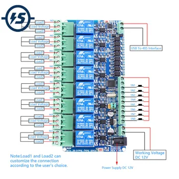 For Arduino RS485 Modbus-RTU 12V 8Bit Relay Module 8-Channel Switch Controller
For Arduino RS485 Modbus-RTU 12V 8Bit Relay Module 8-Channel Switch Controller