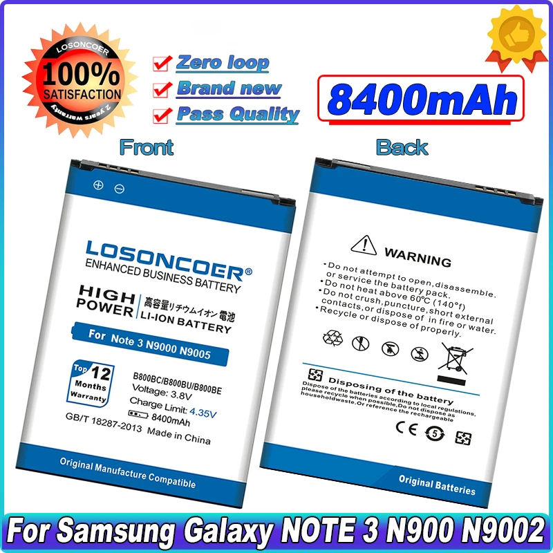 

8400mAh B800BC/U/E For Samsung Galaxy Note 3 III N9009 N9002 Note3 N9000 N9005 N900A N900 N9008 N9006 N900T/P N9008S Battery