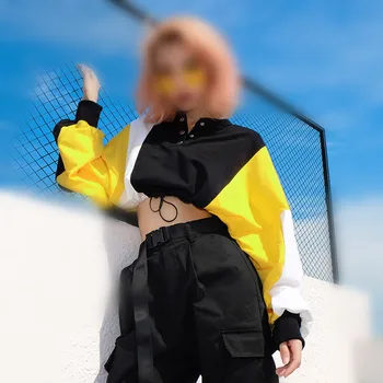 YYXZ Spring Fashion Loose Contrast Color Patchwork Long Sleeve Pullovers Stand Woman Casual Short Sweatshirt Lady Crop Top
YYXZ Spring Fashion Loose Contrast Color Patchwork Long Sleeve Pullovers Stand Woman Casual Short Sweatshirt Lady Crop Top