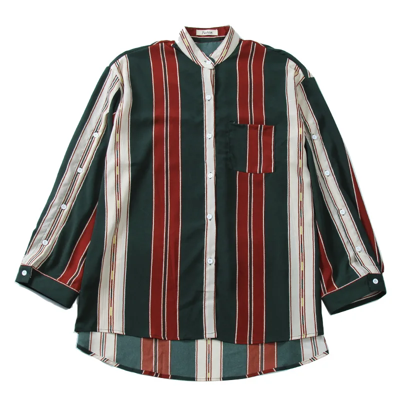 2020 Autumn New Style Women's Cool Small Stand Collar Long-Sleeved Shirt Retro Student Sweet Loose Striped Shirt Top Women
2020 Autumn New Style Women's Cool Small Stand Collar Long-Sleeved Shirt Retro Student Sweet Loose Striped Shirt Top Women