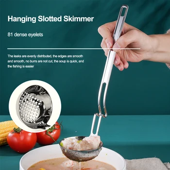 Kitchen Skimmer Slotted Ladle Stainless Steel S-shaped Stainer with Long Hanging Handle
Kitchen Skimmer Slotted Ladle Stainless Steel S-shaped Stainer with Long Hanging Handle