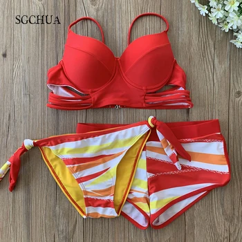 SGCHUA 2020 New Push Up Bikini String Red Yellow Pink Blue 3 Piece Swimsuit Women 2 Bottoms Beach Biquini Striped Boxer Swimwear
SGCHUA 2020 New Push Up Bikini String Red Yellow Pink Blue 3 Piece Swimsuit Women 2 Bottoms Beach Biquini Striped Boxer Swimwear