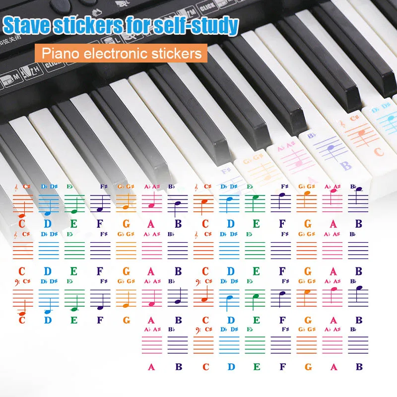Piano Key Stickers Colorful Transparent Piano Keyboard Stickers Reusable Full Set Sticker FDX99
Piano Key Stickers Colorful Transparent Piano Keyboard Stickers Reusable Full Set Sticker FDX99