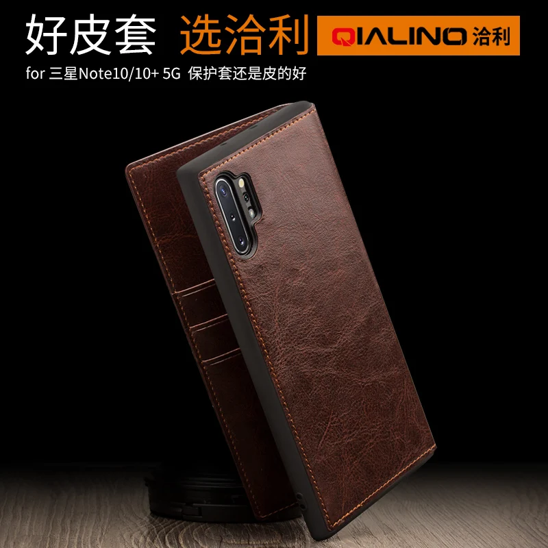 Фото 100% чехол из натуральной кожи для samsung Galaxy Note 10 Plus 5G воловья кожа флип кожаный |