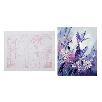 2 Set DIY Oil Painting Paint By Number Kit-16X20 Inch (Frameless), Romantic Night & Butterfly with Purple Flower
