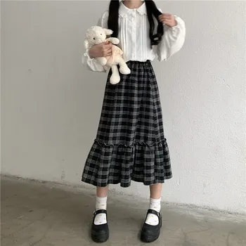 Autumn Winter Women new Japanese Student Long Skirt Young girl Sweet Small fresh Vintag Plaid Ruffle A-Line Skirt College style
Autumn Winter Women new Japanese Student Long Skirt Young girl Sweet Small fresh Vintag Plaid Ruffle A-Line Skirt College style