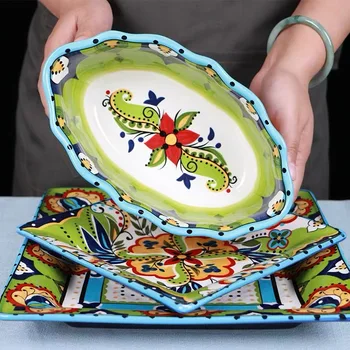 Bohemian Ceramic Dinner Set Tableware 4.5/6/8 Inch Rice Soup Bowl Exquisite Butter Box Triple Dessert Fruit Plates Coffee Milk M
Bohemian Ceramic Dinner Set Tableware 4.5/6/8 Inch Rice Soup Bowl Exquisite Butter Box Triple Dessert Fruit Plates Coffee Milk M