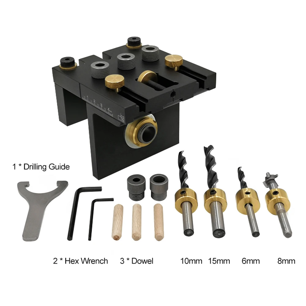 Hot New 3-in-1 Adjustable Drilling Guide Puncher Woodworking Doweling Jig Kit Locator Carpentry Tools with Positioning Clip
Hot New 3-in-1 Adjustable Drilling Guide Puncher Woodworking Doweling Jig Kit Locator Carpentry Tools with Positioning Clip