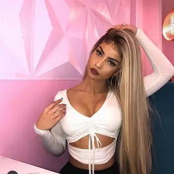 DLME Lace front wig Ombre blonde Wig With Natural Hairline 24inches Heat Resistant staight Synthetic Wigs Lace Hair Mixed Color
DLME Lace front wig Ombre blonde Wig With Natural Hairline 24inches Heat Resistant staight Synthetic Wigs Lace Hair Mixed Color