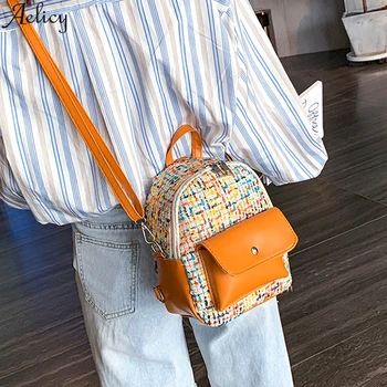 Aelicy 2020 hot bag fashion women outdoor solid color simple woolen zipper hit color square backpack comfortable travel bag
Aelicy 2020 hot bag fashion women outdoor solid color simple woolen zipper hit color square backpack comfortable travel bag