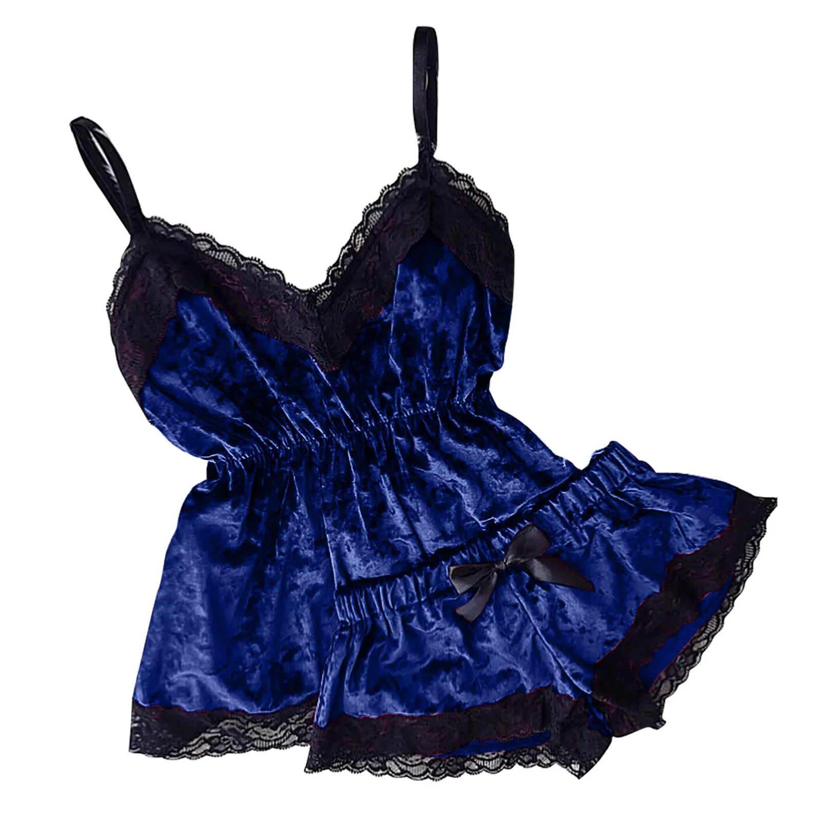 Women's comfortable polyester lace suspender suede shorts set V-neck eyelash lace sexy dyeing vest pajamas bow F
Women's comfortable polyester lace suspender suede shorts set V-neck eyelash lace sexy dyeing vest pajamas bow F